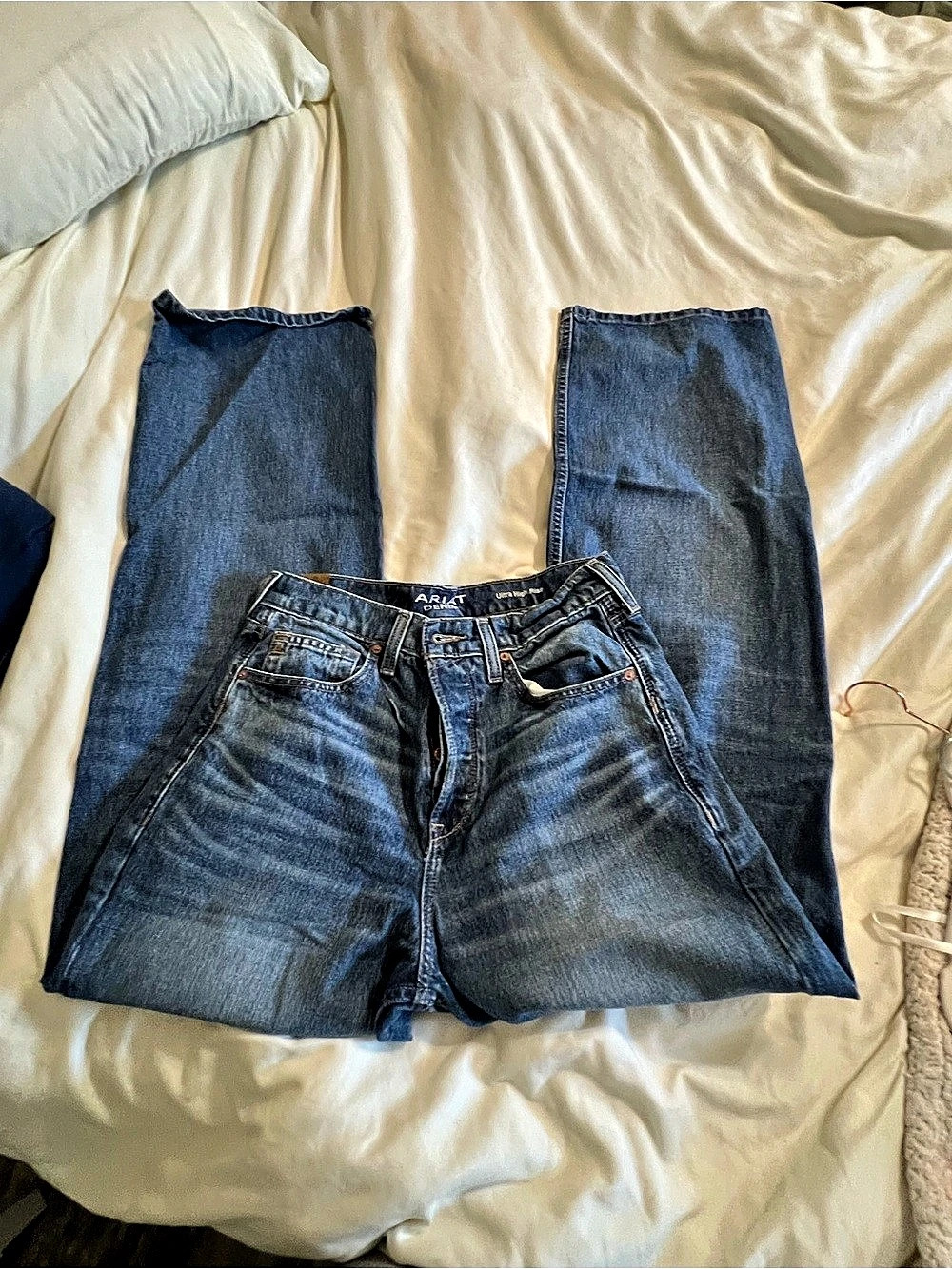 ARIAT Tomboy Wide Leg Ultra High Rise Blue Waist 29